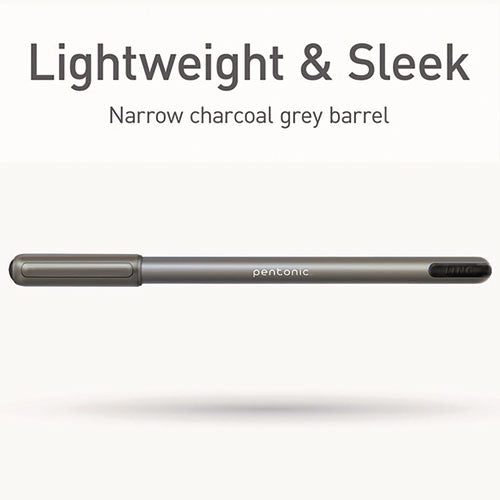Pentonic Ballpoint Pen, Stick, Medium 1 Mm, Black Ink, Charcoal Gray Barrel, 25/pack