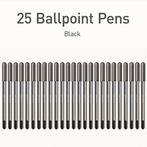 Pentonic Ballpoint Pen, Stick, Medium 1 Mm, Black Ink, Charcoal Gray Barrel, 25/pack