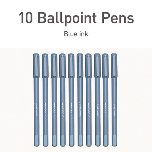 Pentonic Gel Pen, Stick, Fine 0.7 Mm, Blue Ink, Frosted Blue Barrel, 10/pack