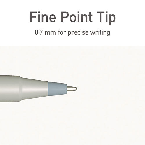 Pentonic Gel Pen, Stick, Fine 0.7 Mm, Black Ink, Pale Gray Barrel, 10/pack