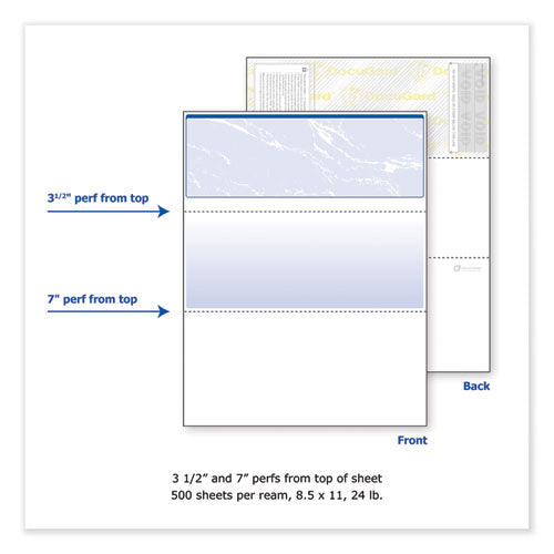 Security Business Checks, 11 Features, 8.5 X 11, Blue Marble Top, 500/ream.