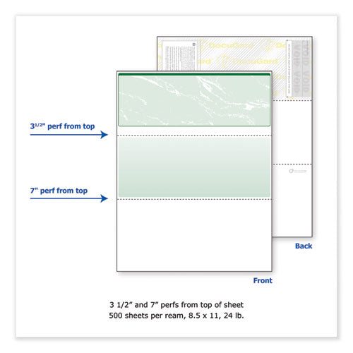 Standard Security Check, 11 Features, 8.5 X 11, Green Marble Top, 500/ream.