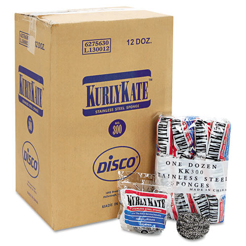 Stainless Steel Scrubbers, Medium, 3.5 X 3.5, Steel Gray, 12/pack, 12 Packs/carton.