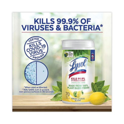 Disinfecting Wipes Ii Fresh Citrus, 1-ply, 7 X 7.25, White, 70 Wipes/canister, 6 Canisters/carton.