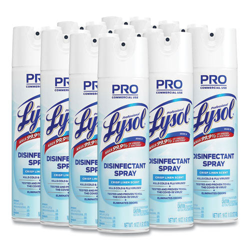 Disinfectant Spray, Crisp Linen, 19 Oz Aerosol Spray, 12/carton.