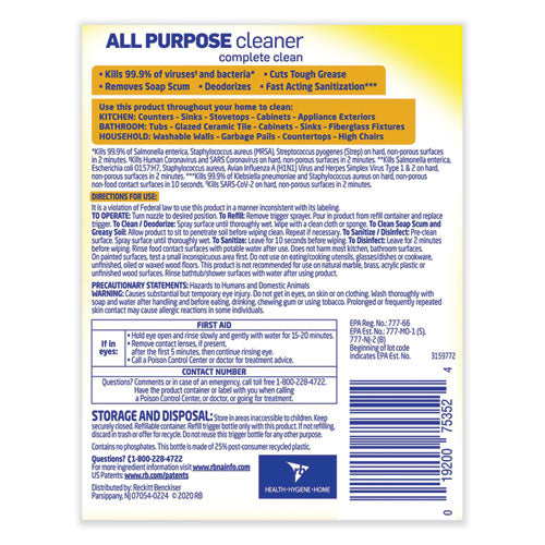 Ready-to-use All-purpose Cleaner, Lemon Breeze, 32 Oz Spray Bottle.