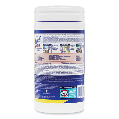 Disinfecting Wipes, 1-ply, 7 X 7.25, Lemon And Lime Blossom, White, 80 Wipes/canister.