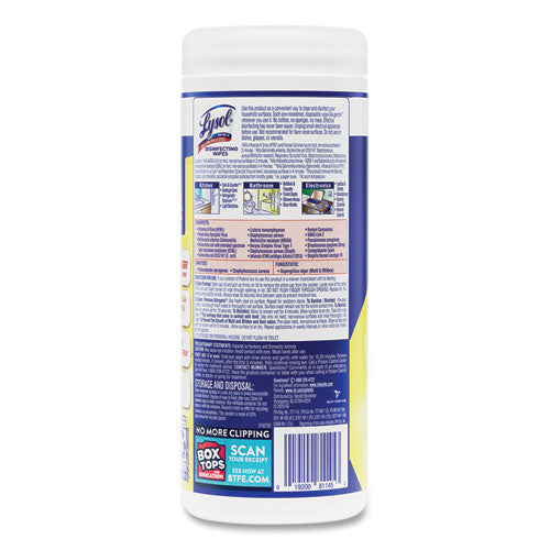 Disinfecting Wipes, 1-ply, 7 X 7.25, Lemon And Lime Blossom, White, 35 Wipes/canister.