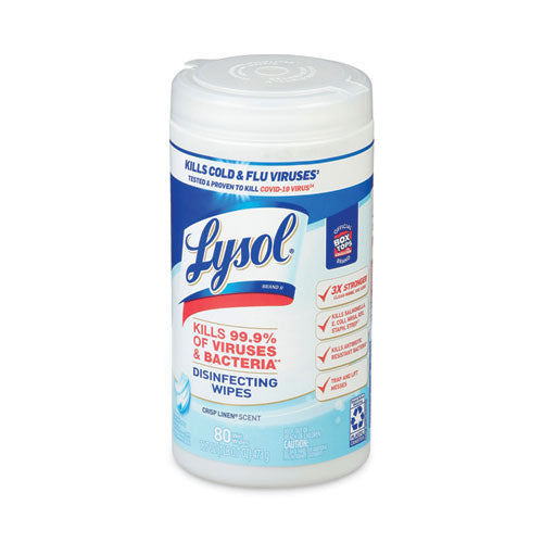 Disinfecting Wipes, 1-ply, 7 X 7.25, Crisp Linen, White, 80 Wipes/canister.