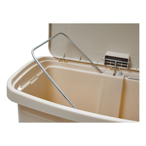 Streamline Resin Step-on Container, Front Step Style, 8 Gal, Polyethylene, Beige.