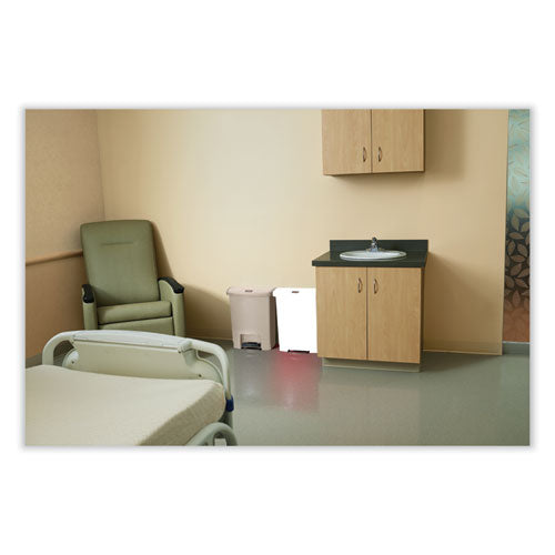 Streamline Resin Step-on Container, Front Step Style, 8 Gal, Polyethylene, Beige.