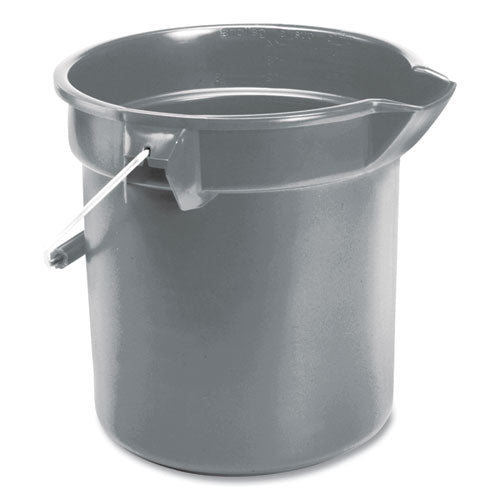 10 Quart Plastic Utility Pail, Plastic, Gray, 10.5" Dia.