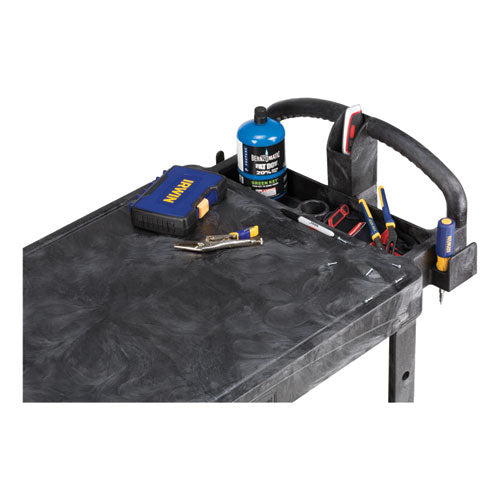 Flat Shelf Utility Cart, Plastic, 2 Shelves, 500 Lb Capacity, 19.19" X 37.88" X 33.33", Black.