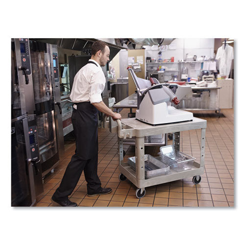 Flat Shelf Utility Cart, Plastic, 2 Shelves, 500 Lb Capacity, 19.19" X 37.88" X 33.33", Black.