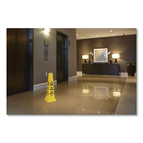 Multilingual Wet Floor Safety Cone, 12.25 X 12.25 X 36.