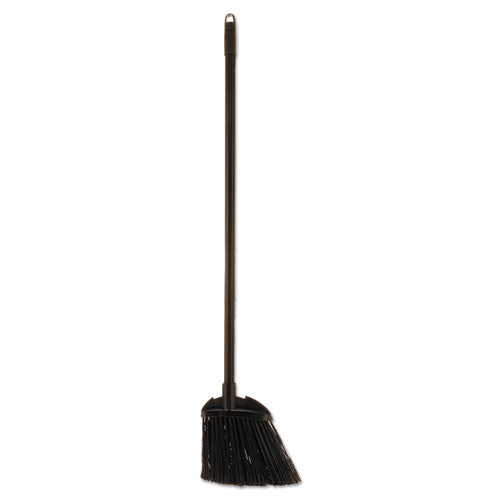 Angled Lobby Broom, Poly Bristles, 35" Handle, Black.