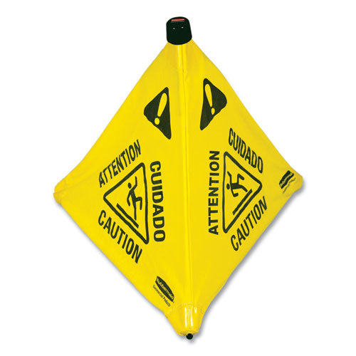 Multilingual Pop-up Wet Floor Safety Cone, 21 X 21 X 30, Yellow.