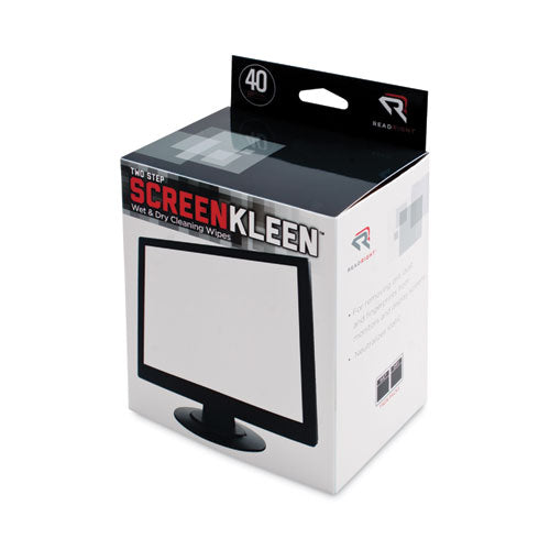 Two Step Screenkleen Wet And Dry Cleaning Wipes, 5 X 5, Unscented, 40/box.