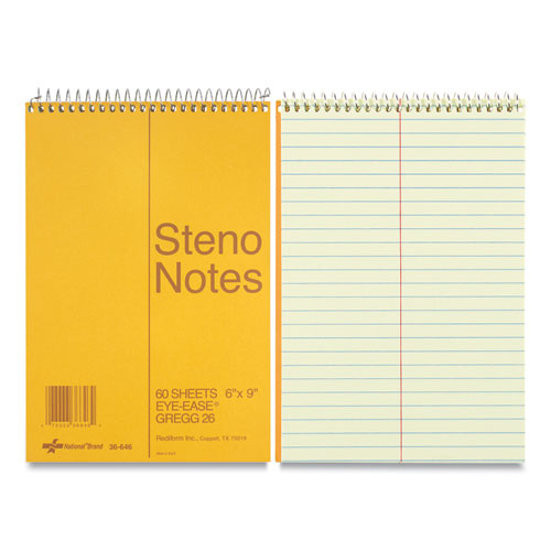 Standard Spiral Steno Pad, Gregg Rule, Brown Cover, 60 Eye-ease Green 6 X 9 Sheets.