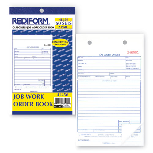 Job Work Order Book, Two-part Carbonless, 5.5 X 8.5, 50 Forms Total.