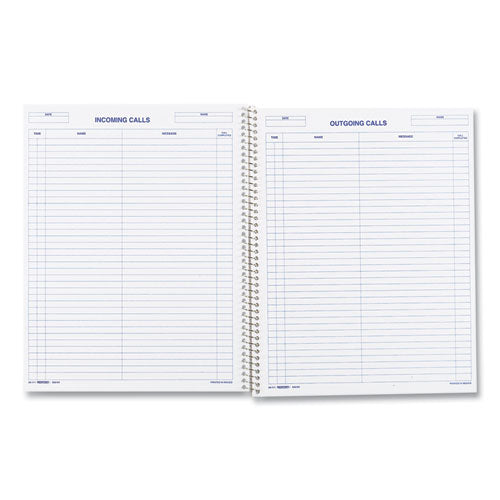 Wirebound Call Register, One-part (no Copies), 11 X 8.5, 100 Forms Total.