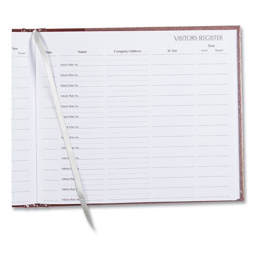 Hardcover Visitor Register Book, Burgundy Cover, 9.78 X 8.5 Sheets, 128 Sheets/book.