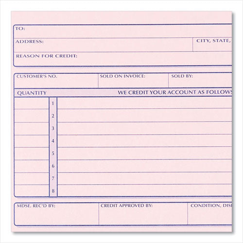 Credit Memo Book, Three-part Carbonless, 5.5 X 7.88, 50 Forms Total.