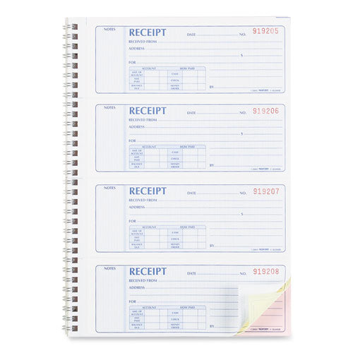 Money Receipt Book, Formguard Cover, Three-part Carbonless, 7 X 2.75, 4 Forms/sheet, 100 Forms Total.