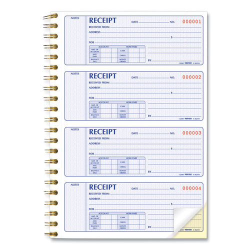 Gold Standard Money Receipt Book, Two-part Carbonless, 7 X 2.75, 4 Forms/sheet, 300 Forms Total.