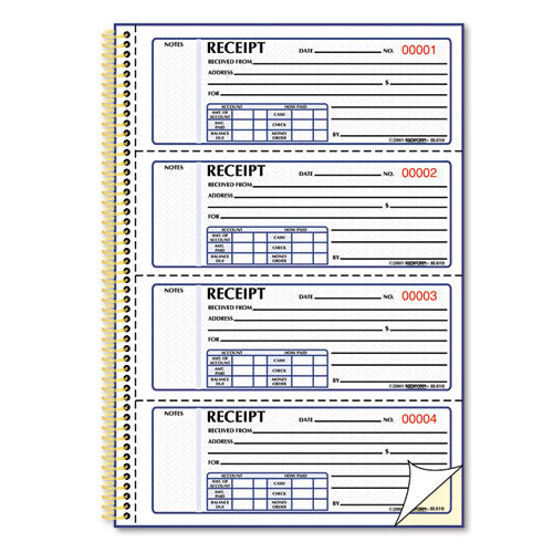 Gold Standard Money Receipt Book, Two-part Carbonless, 7 X 2.75, 4 Forms/sheet, 300 Forms Total.