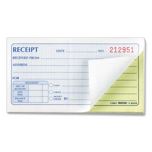 Small Money Receipt Book, Two-part Carbonless, 2.75 X 5, 50 Forms Total.