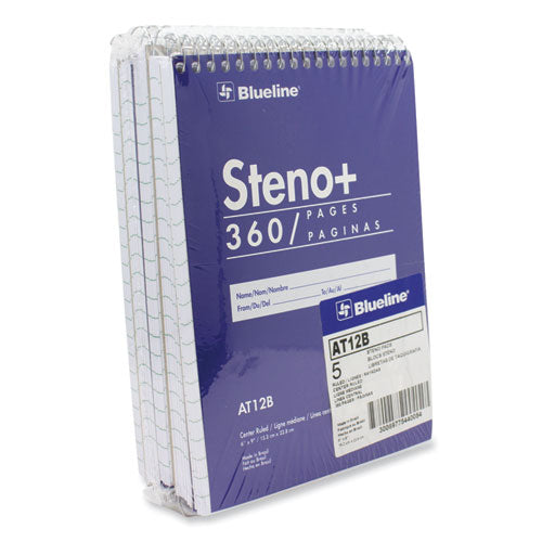 High-capacity Steno Pad, Medium/college Rule, Blue Cover, 180 White 6 X 9 Sheets.