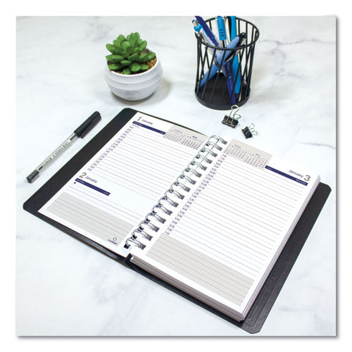 Duraglobe Daily Planner, 30-minute Appointments,8 X 5, Black Soft Cover, 12-month (jan To Dec): 2025