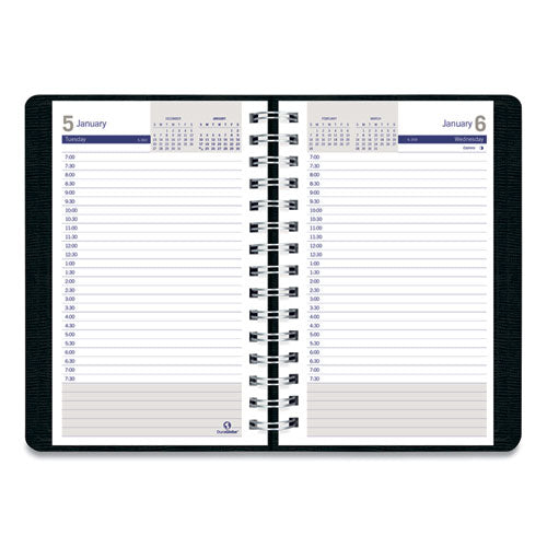 Duraglobe Daily Planner, 30-minute Appointments,8 X 5, Black Soft Cover, 12-month (jan To Dec): 2025