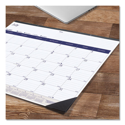 Duraglobe Academic Desk Pad Calendar, 22 X 17, White/blue/gray Sheets, Black Headband, 13-month (july To July): 2024 To 2025.