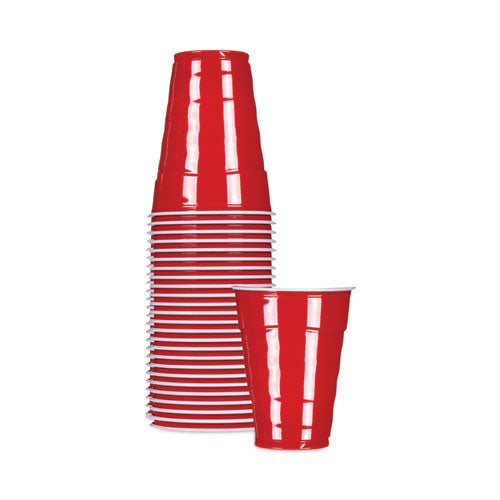 Easy Grip Disposable Plastic Party Cups, 9 Oz, Red, 50/pack, 12 Packs/carton.