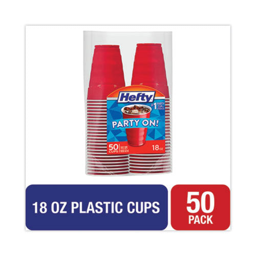 Easy Grip Disposable Plastic Party Cups, 18 Oz, Red, 50/pack, 8 Packs/carton.