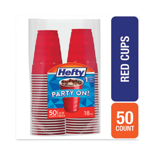 Easy Grip Disposable Plastic Party Cups, 18 Oz, Red, 50/pack, 8 Packs/carton.