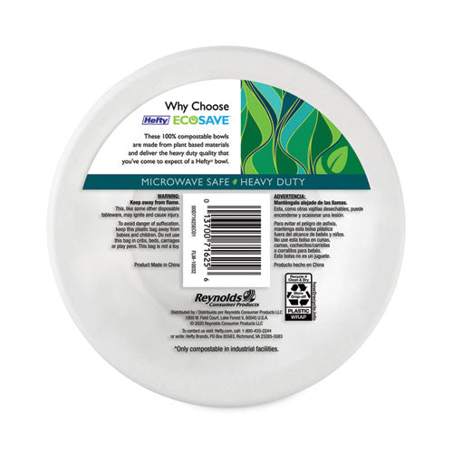 Ecosave Tableware, Bowl, Bagasse, 16 Oz, White, 25/pack.