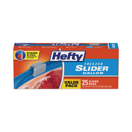 Slider Stand And Fill Freezer Storage Bags, 1 Gal, 10.56" X 11", Clear, 25/box.