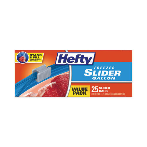 Slider Stand And Fill Freezer Storage Bags, 1 Gal, 10.56" X 11", Clear, 25/box.