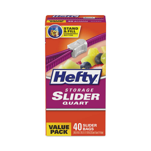 Slider Stand And Fill Food Storage Bags, Quart, 8" X 7", Clear, 40 Bags/box, 9 Boxes/carton.