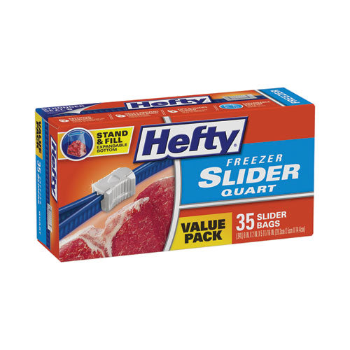 Slider Stand And Fill Freezer Storage Bags, 32 Oz, 7" X 8", Clear, 35/box.