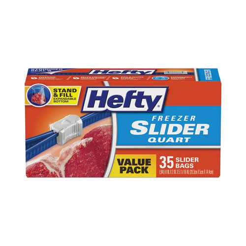 Slider Stand And Fill Freezer Storage Bags, 32 Oz, 7" X 8", Clear, 35/box.