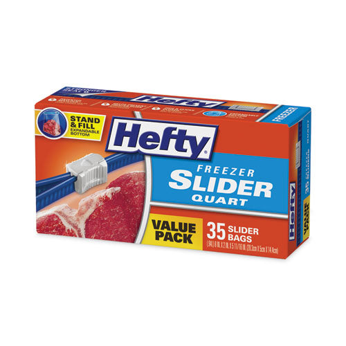 Slider Stand And Fill Freezer Storage Bags, 32 Oz, 7" X 8", Clear, 35/box.