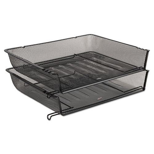 Mesh Stacking Side Load Tray, 1 Section, Letter Size Files, 14.25" X 10.13" X 2.75", Black.