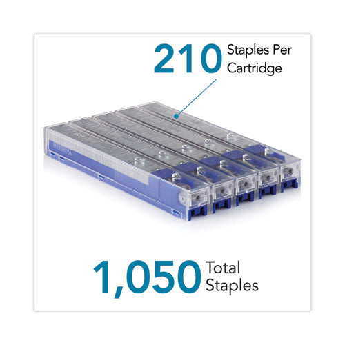 Staple Cartridge, 0.25" Leg, 0.5" Crown, Steel, 210/cartridge, 5 Cartridges/pack, 1,050/pack.