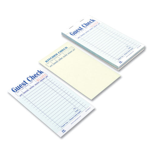 Guest Check Pad, 17 Lines, Two-part Carbonless, 3.6 X 6.7, 50 Forms/pad, 50 Pads/carton.