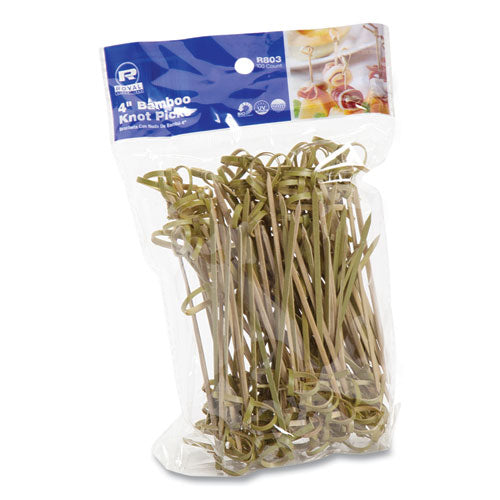 Knotted Bamboo Pick, Natural, 4", 100 Pack, 10 Packs/carton.