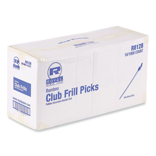 Cellophane-frill Wood Picks, Bamboo, 4" Assorted, 10,000/carton.